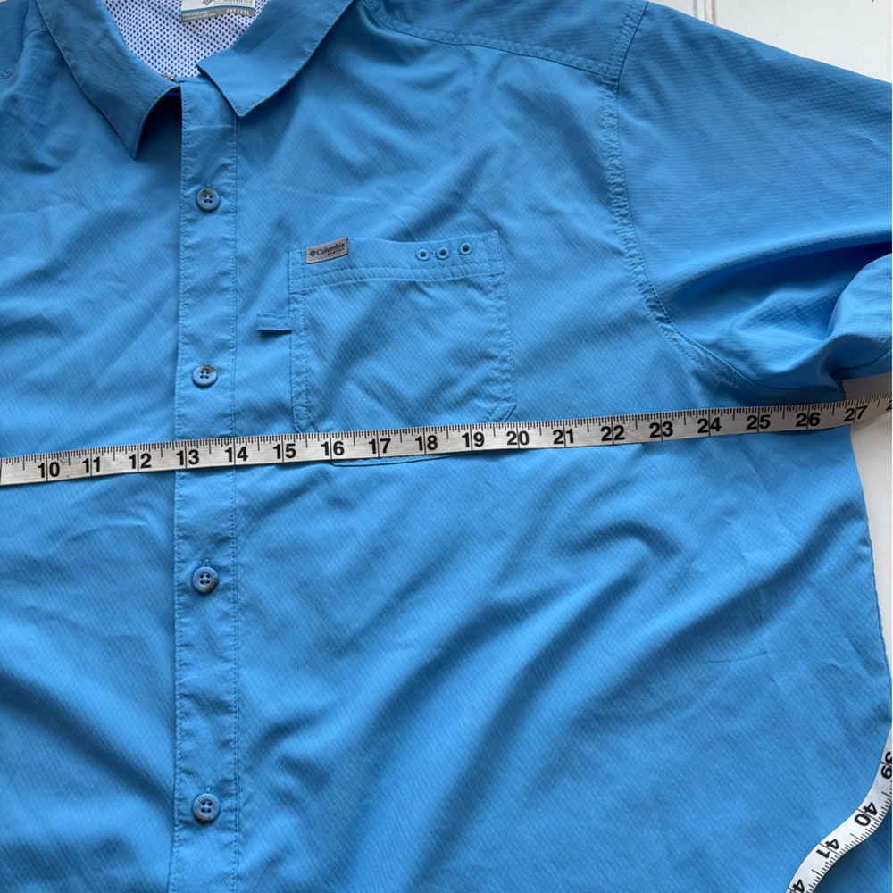 Columbia Men’s Omni-Shade Short Sleeve Button Down Shirt Blue Size XXL Tall - Picture 9 of 10